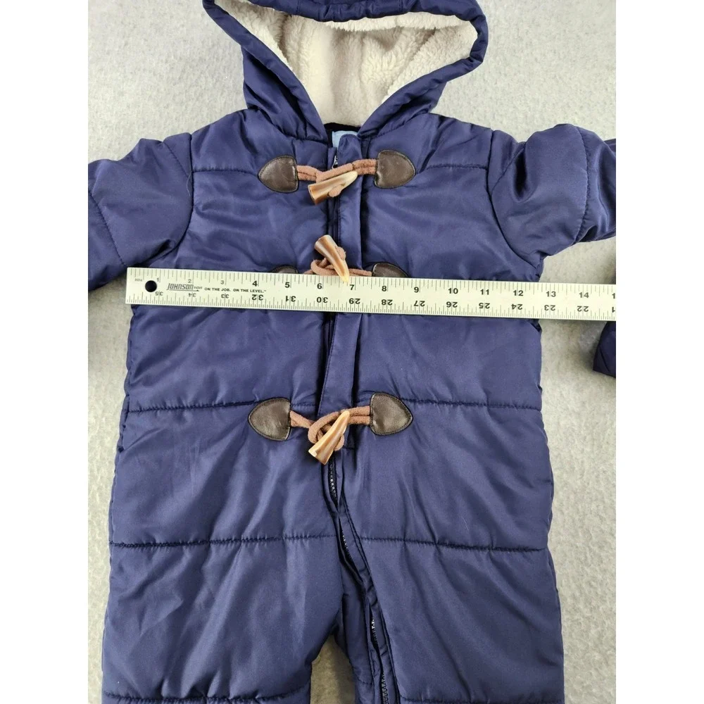 Children's Place‎ Baby Snowsuit One Piece Fleece Lined Hooded Zip Mittens 6-9 M